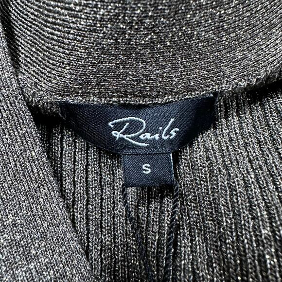 Rails NWT Beau Button Front Cardigan Gold Lurex Size S Ribbed Sparkly Fitted - Picture 5 of 12